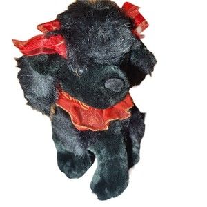 Dan Dee Black Poodle Red Bow and Collar Plush 9”